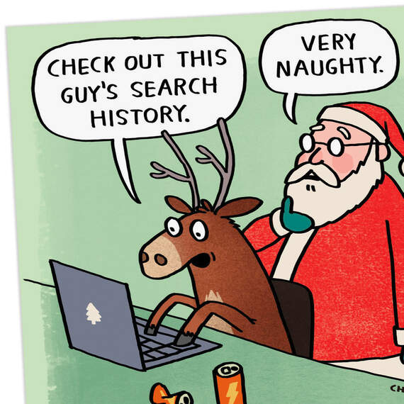 Hacker the Reindeer Naughty List Funny Christmas Card, , large image number 4