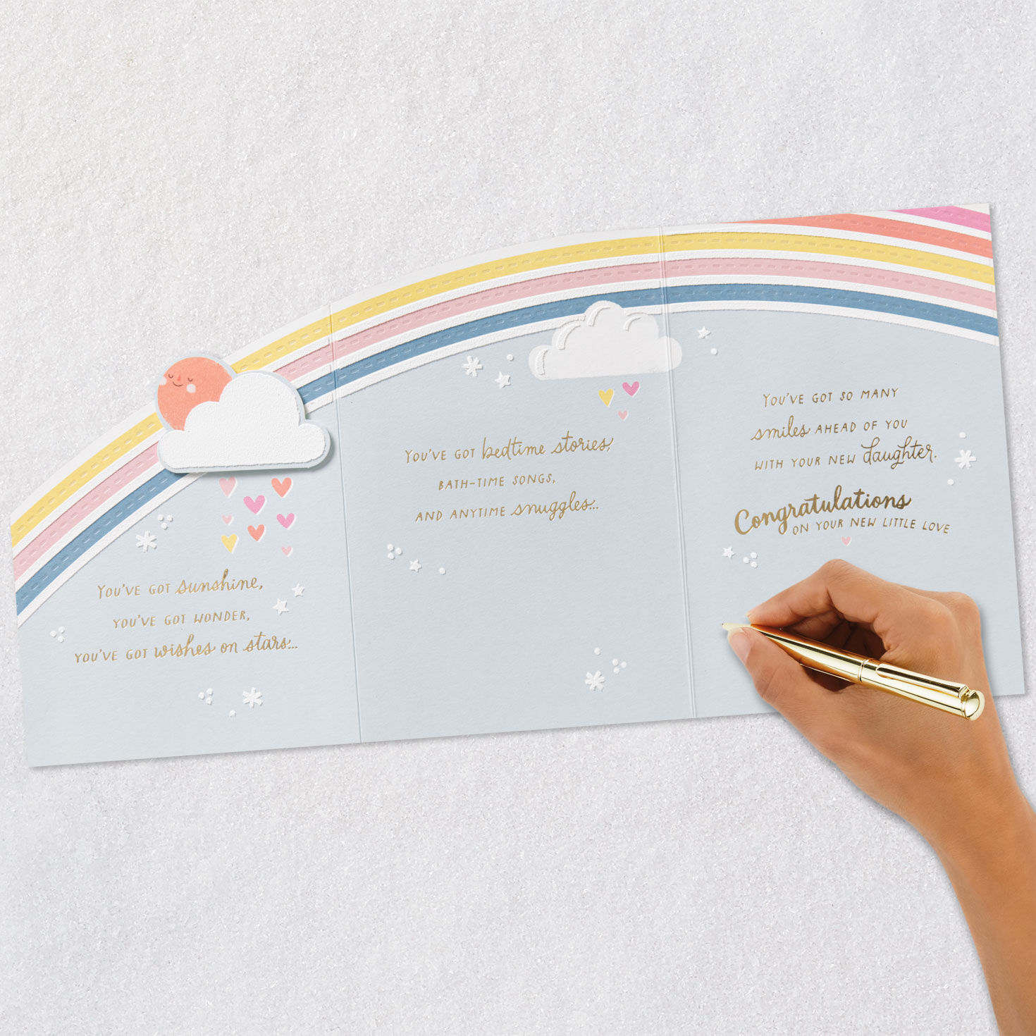 Sun, Rainbow and Hearts New Baby Girl Card  image number 7
