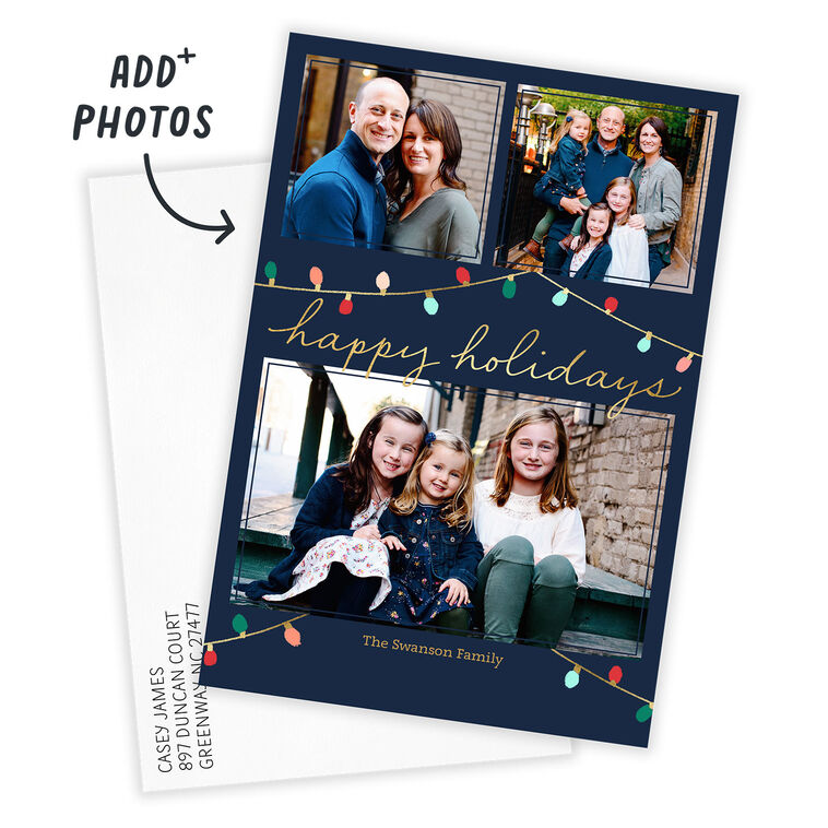 Colorful Lights Flat Holiday Photo Card, , large image number 3