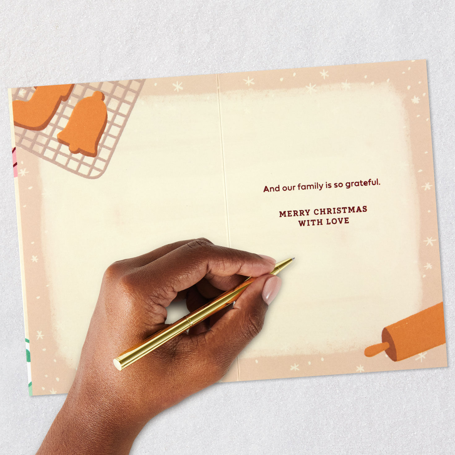 Gingerbread Men Christmas Card for Granddaughter Signing card image number 7