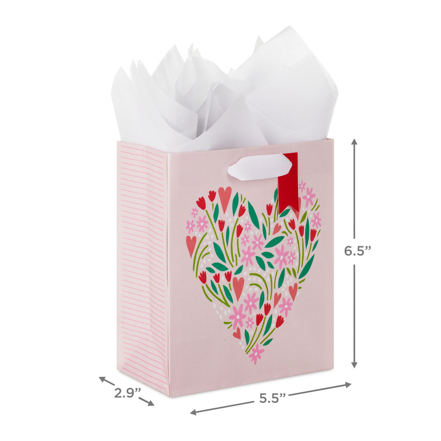 6.5" Heart Bouquet Small Gift Bag With Tissue Paper, , large image number 3