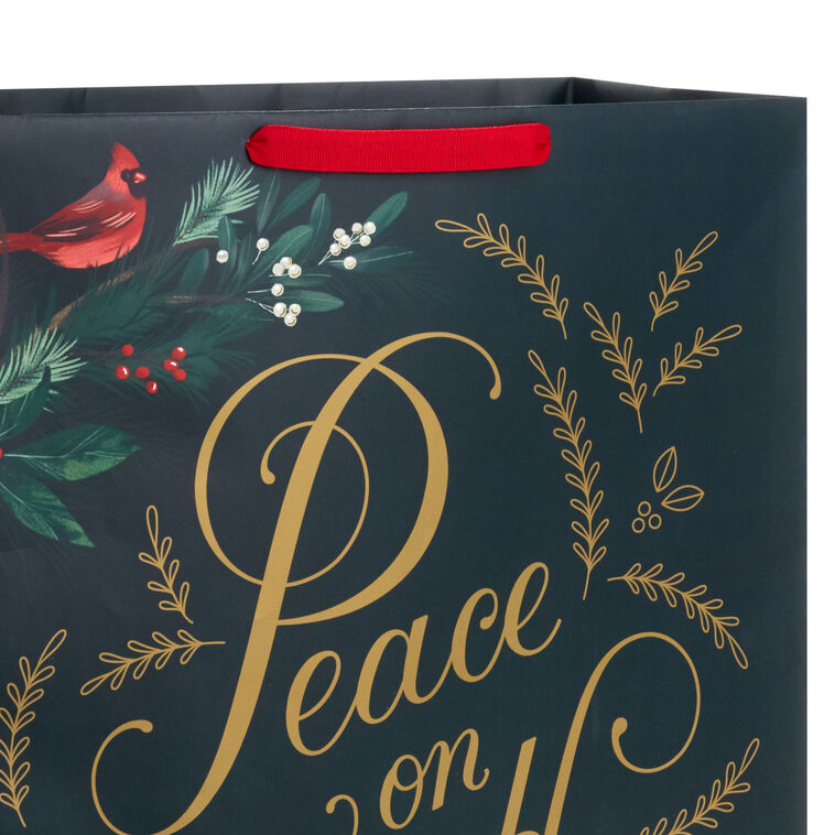 Peace on Earth Jumbo Christmas Gift Bag Handle Detail image number 4