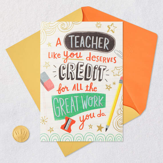You Deserve Extra Credit Thank-You Card for Teacher, , large image number 5
