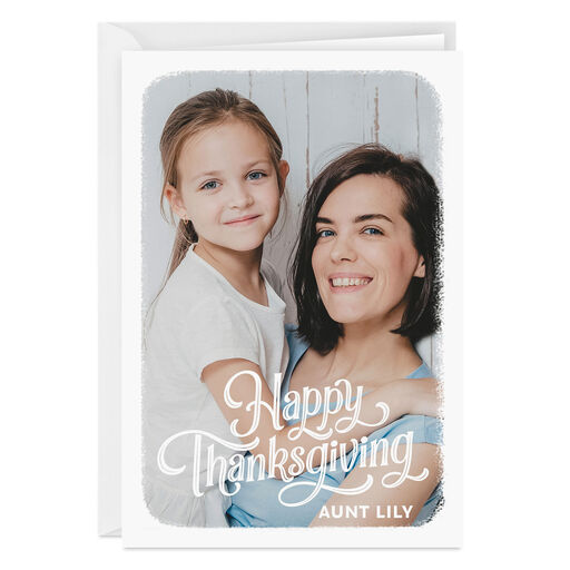 White Frame Folded Thanksgiving Photo Card, 