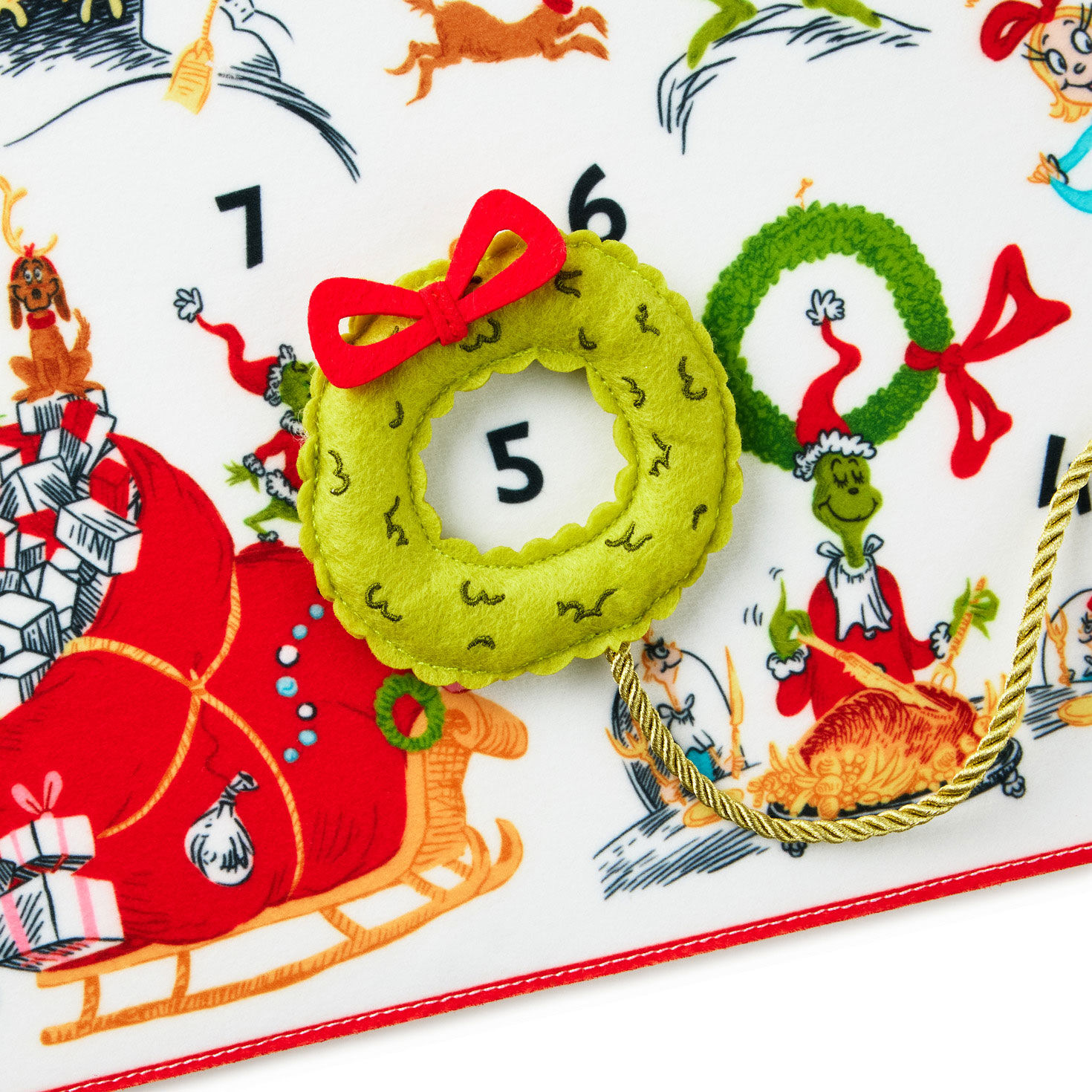 Grinch Fabric Wall-Hanging Countdown Calendar upclose view image number 5