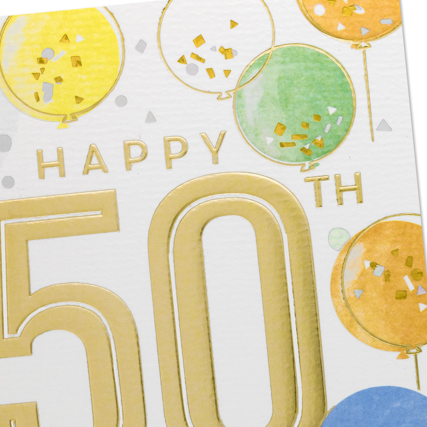 Pastel and Gold Balloons Fiftieth Birthday Card Card Front Detail image number 4