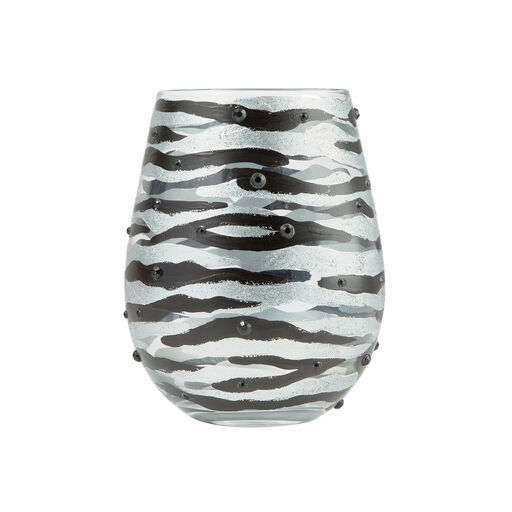 Lolita Sophisticated Safari Handpainted Stemless Wine Glass, 20 oz., 
