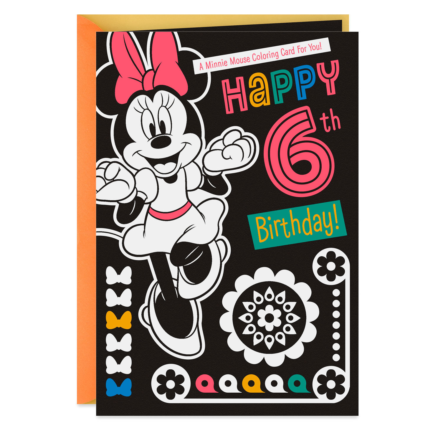 Disney Minnie Mouse Special Girl Coloring 6th Birthday Card - Disney Minnie Mouse Special Girl Coloring 6th Birthday Card