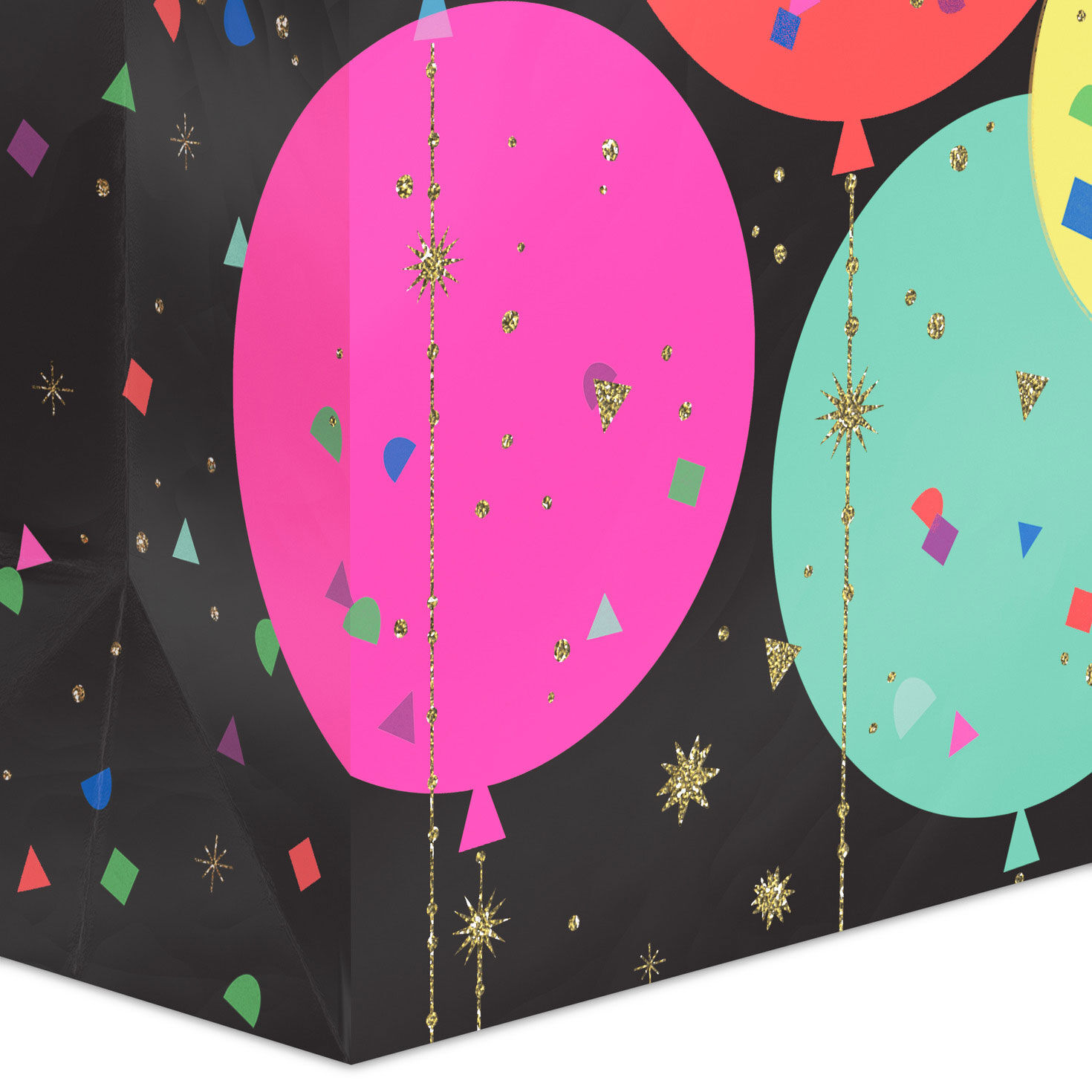 Colorful Balloons and Confetti Large Gift Bag Base/Side Detail image number 5