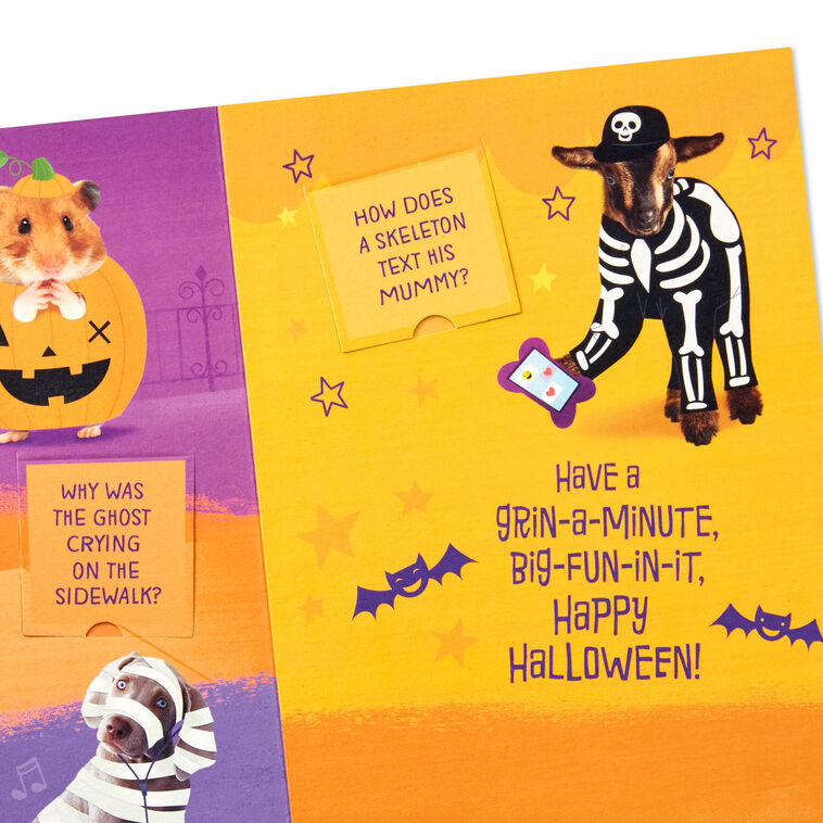 Cat Witch and Mummy Dog Riddles Halloween Card for Kids Sentiment image number 2