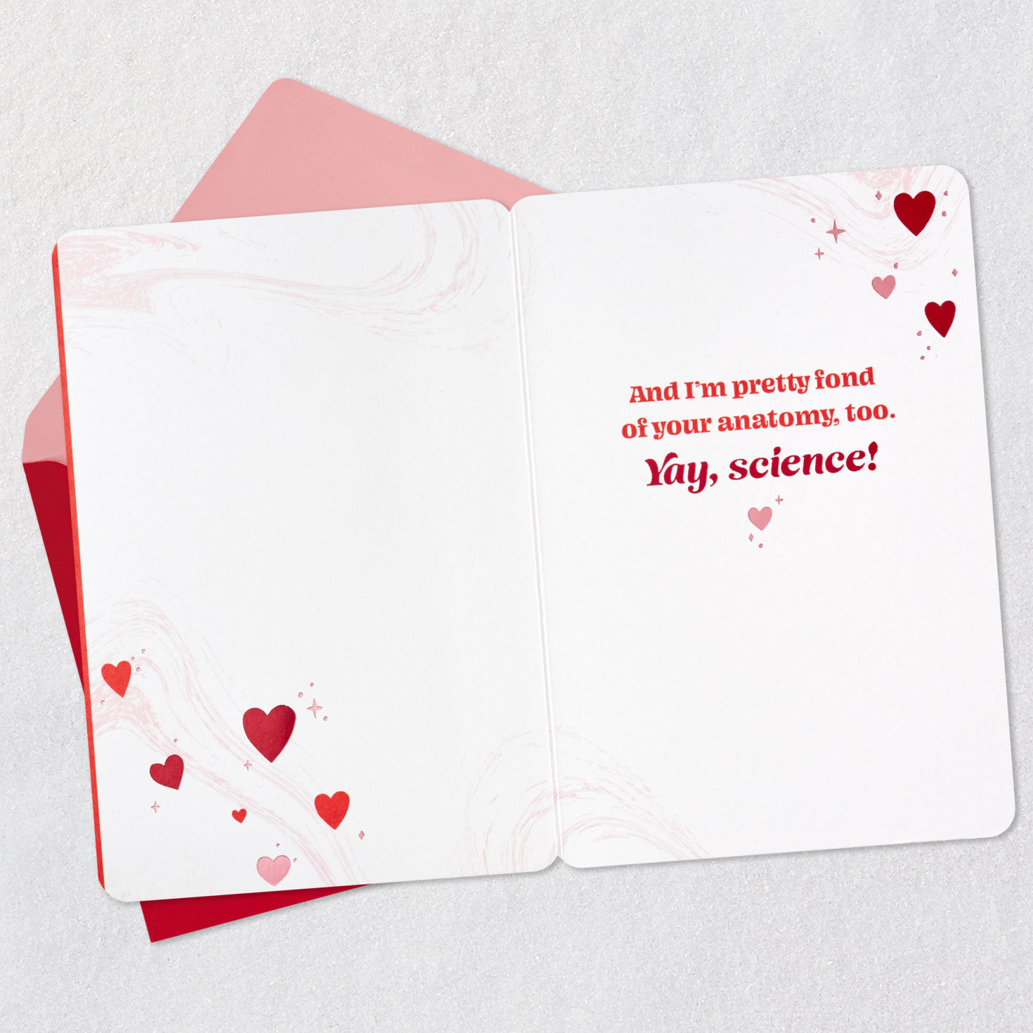 Love Our Chemistry Hearts in Beaker Wife Love Card Open card with envelope image number 3