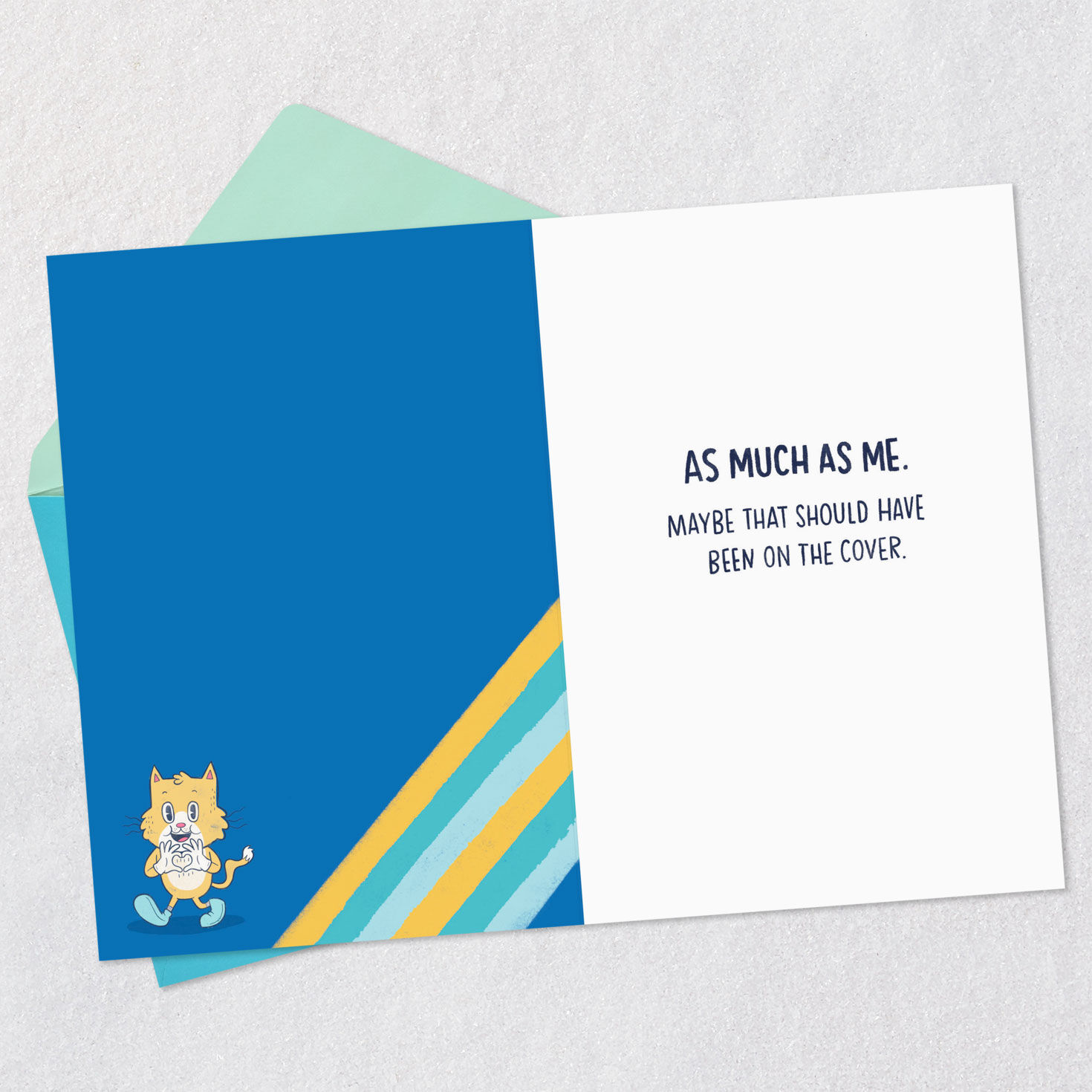 Rainbow Cat Funny Romantic Love Card Open card with envelope image number 3