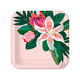 Lily Bouquet on Pink Square Dinner Plates, Set of 8