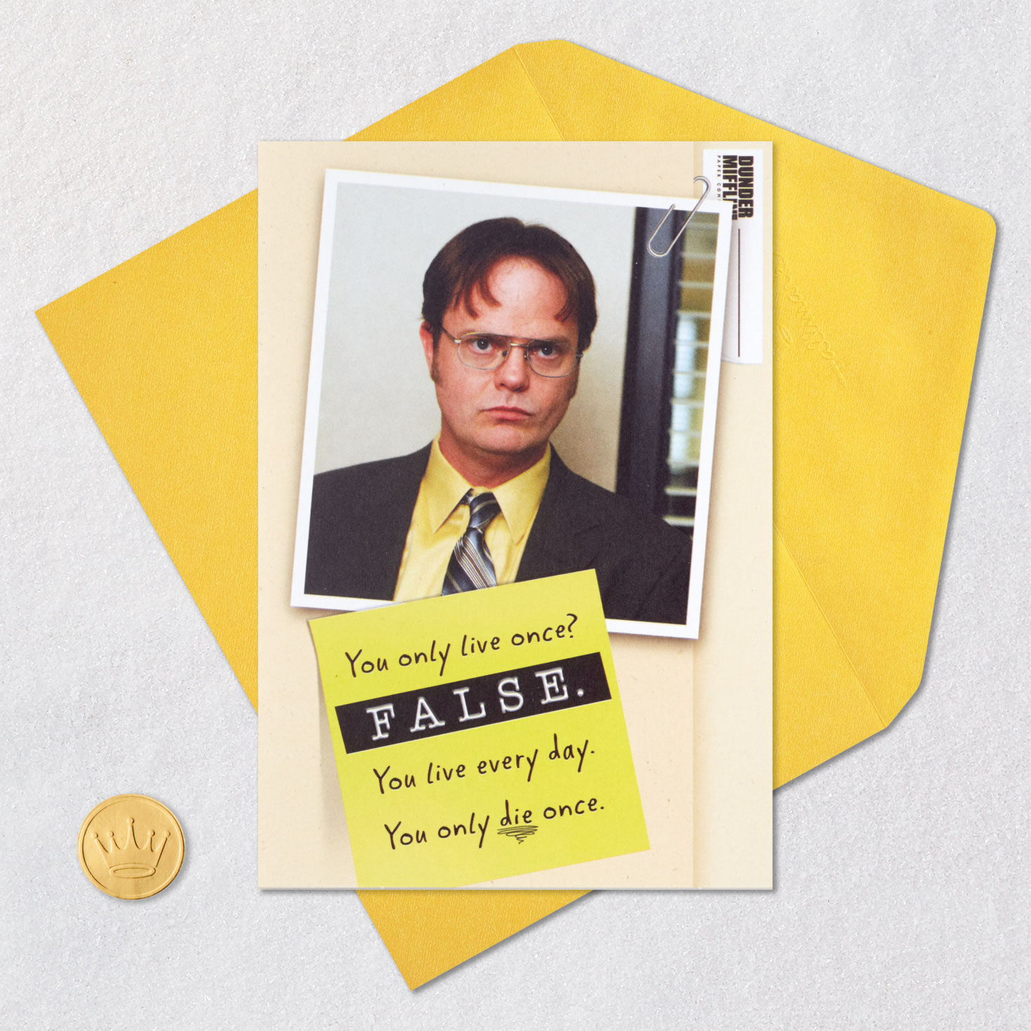 Dunder-Mifflin Dwight Schrute Funny Birthday Card Card Front with Envelope and Gold Seal image number 5