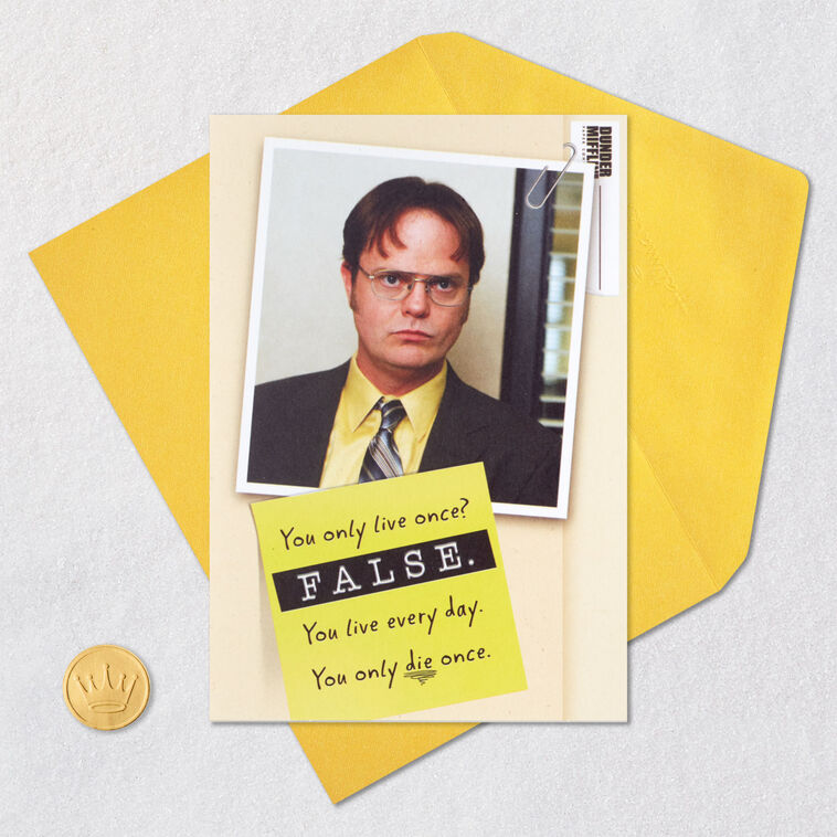 Dunder-Mifflin Dwight Schrute Funny Birthday Card Card Front with Envelope and Gold Seal image number 5