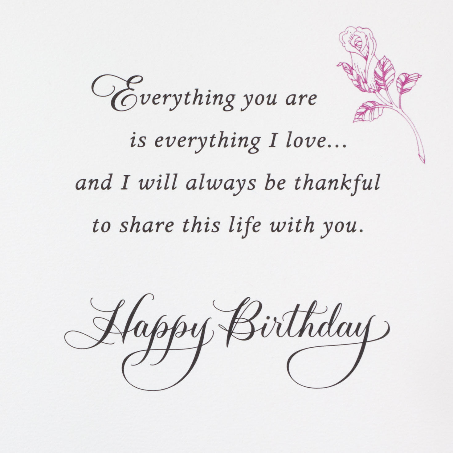 Birds and Flowers Wife Birthday Card sentiment image number 3