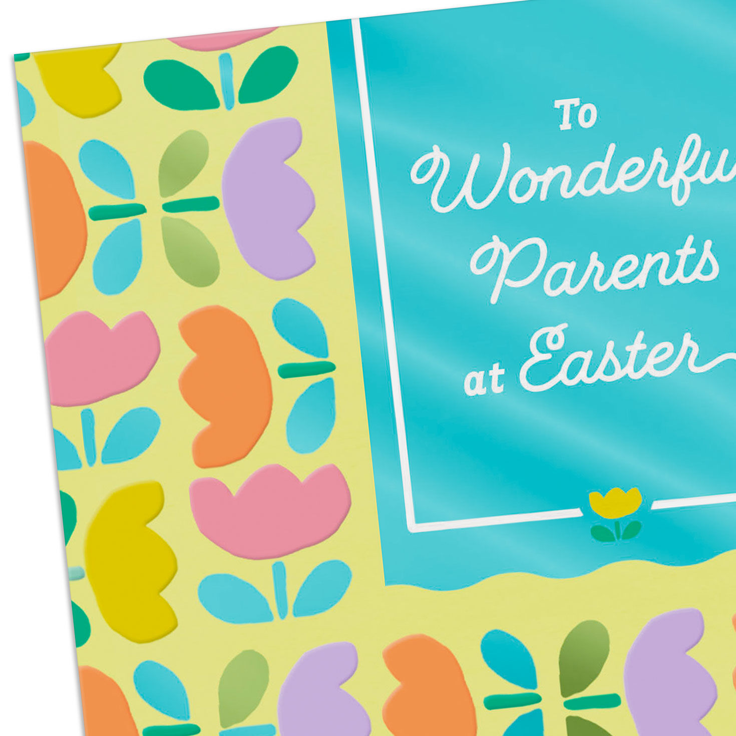 Abstract Tulips on Yellow Easter Card for Parents Card Front Detail image number 4