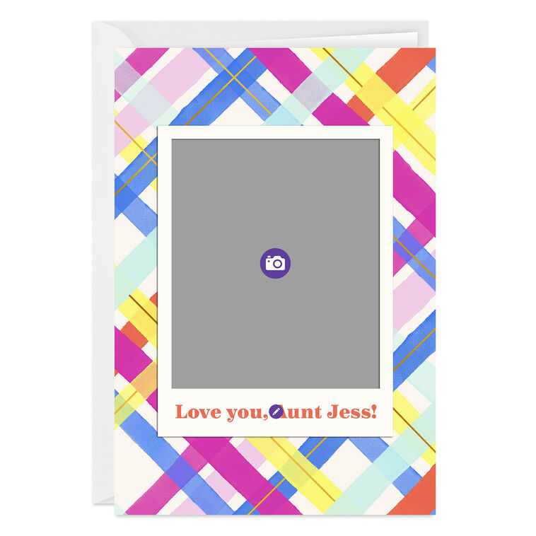 Fun and Bright Pastel Plaid Custom Card, , large image number 3