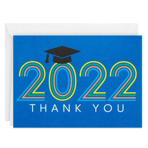 2022 Striped Lettering Blank Graduation Thank-You Notes, Pack of 40, 