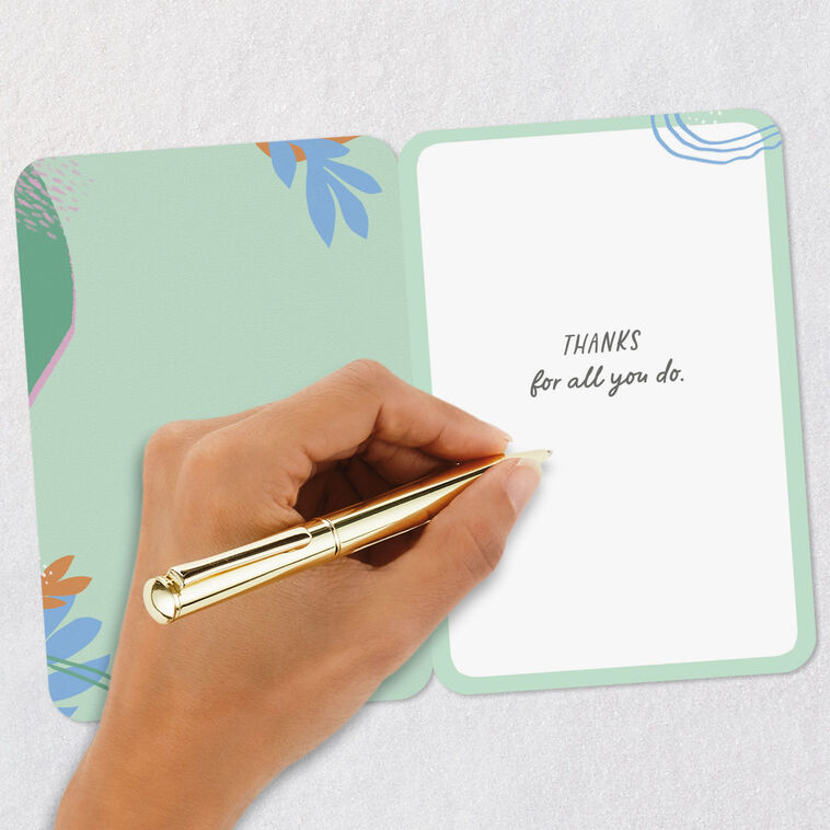 Leaves and Abstract Shapes Caregiver Thank You Card Signing card image number 6