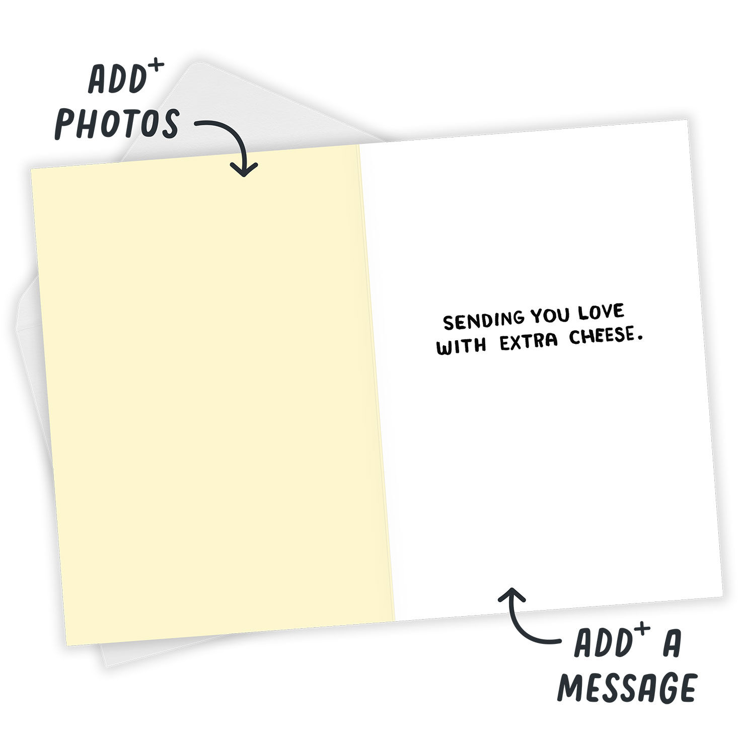 Old People Photo Pizza Personalized Birthday Card Open Card with Envelope indicating personalization image number 4