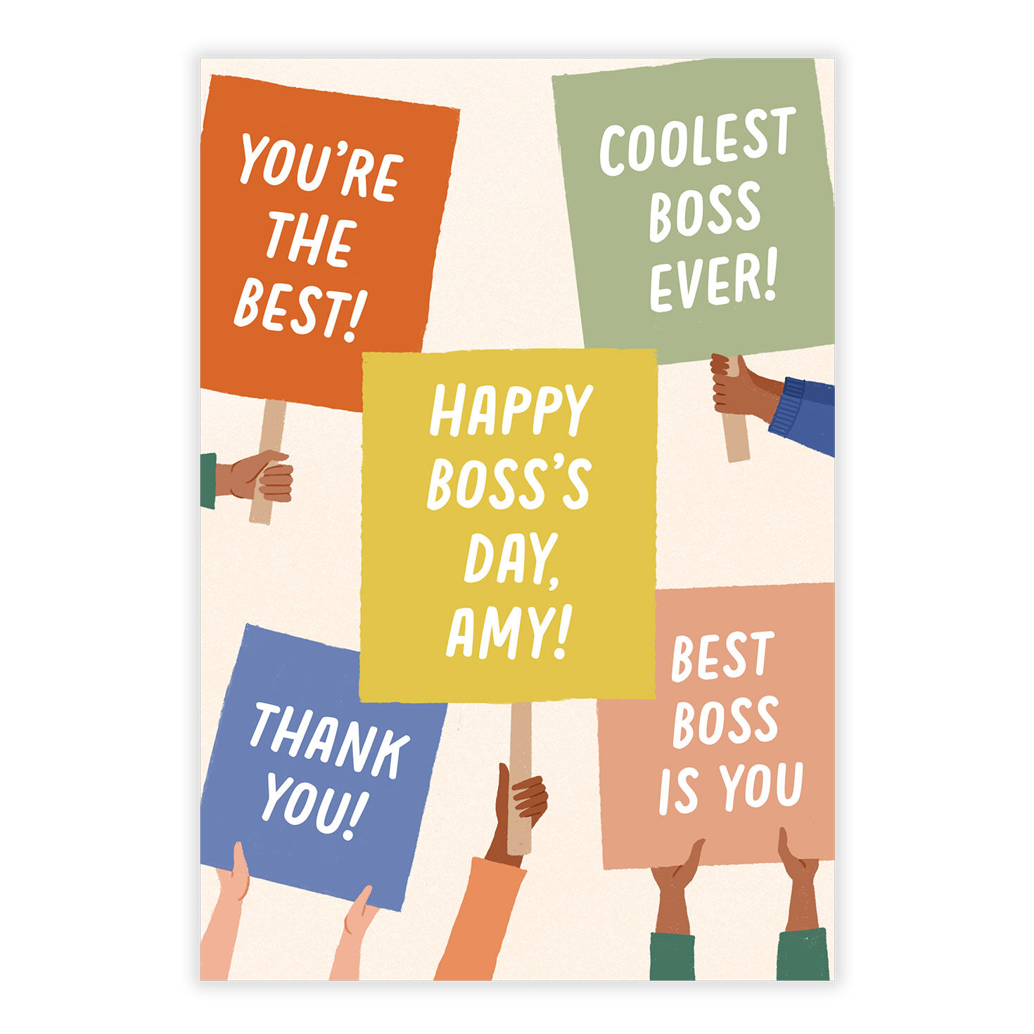 Hands Holding Signs Personalized Boss's Day Card  image number 2