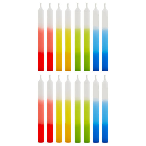 Multicolor Ombré Stripe Birthday Candles, Set of 16, Multicolor