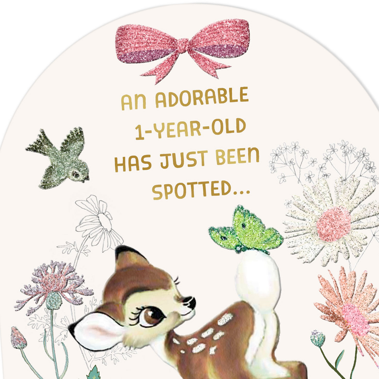 Disney Bambi and Butterfly Girls First Birthday Card Card Front Detail image number 4