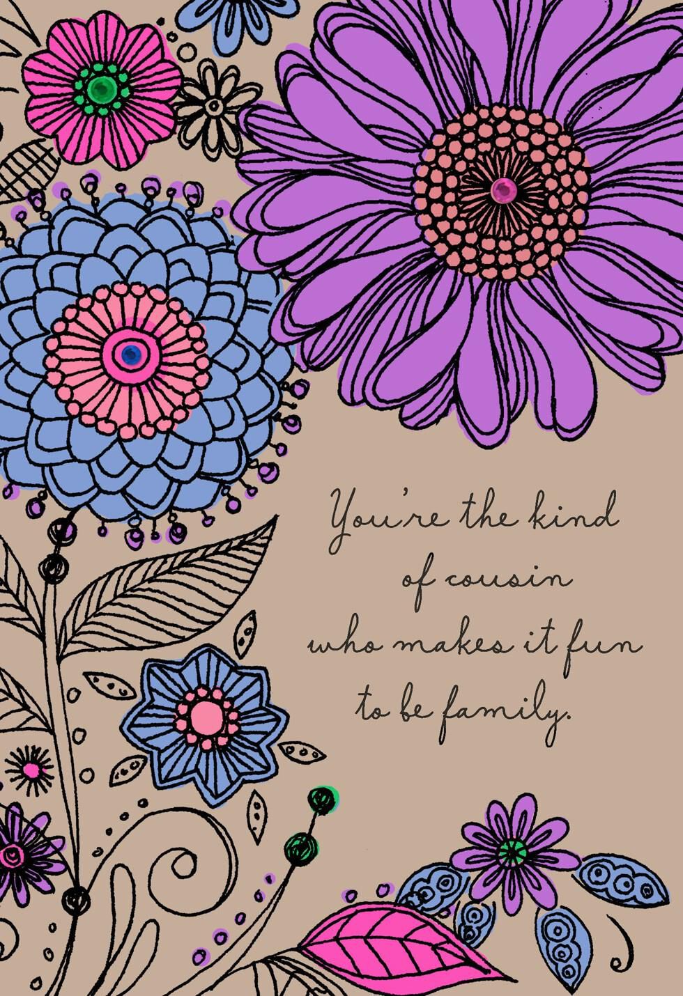 Bold Flowers Birthday Card for Cousin