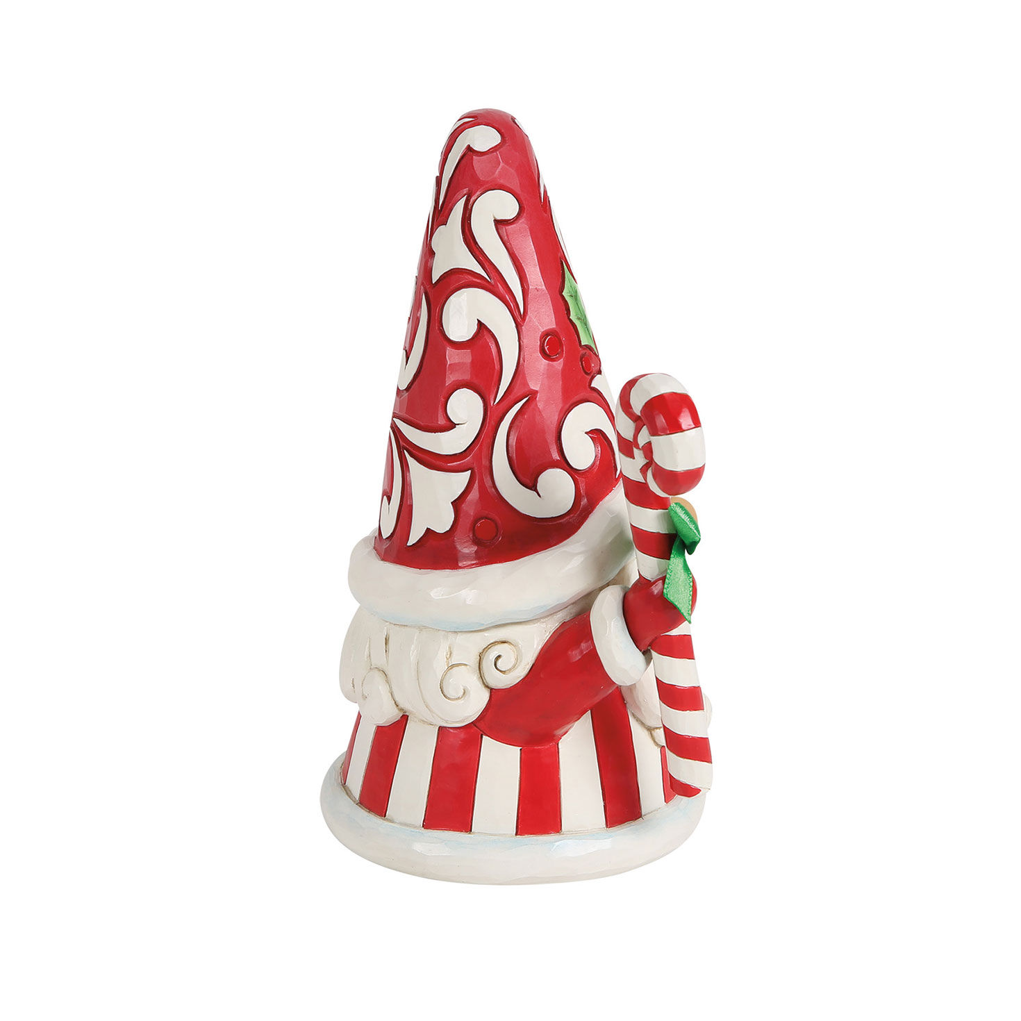 Red and White Gnome With Candy Cane Jim Shore Statue Side image number 3
