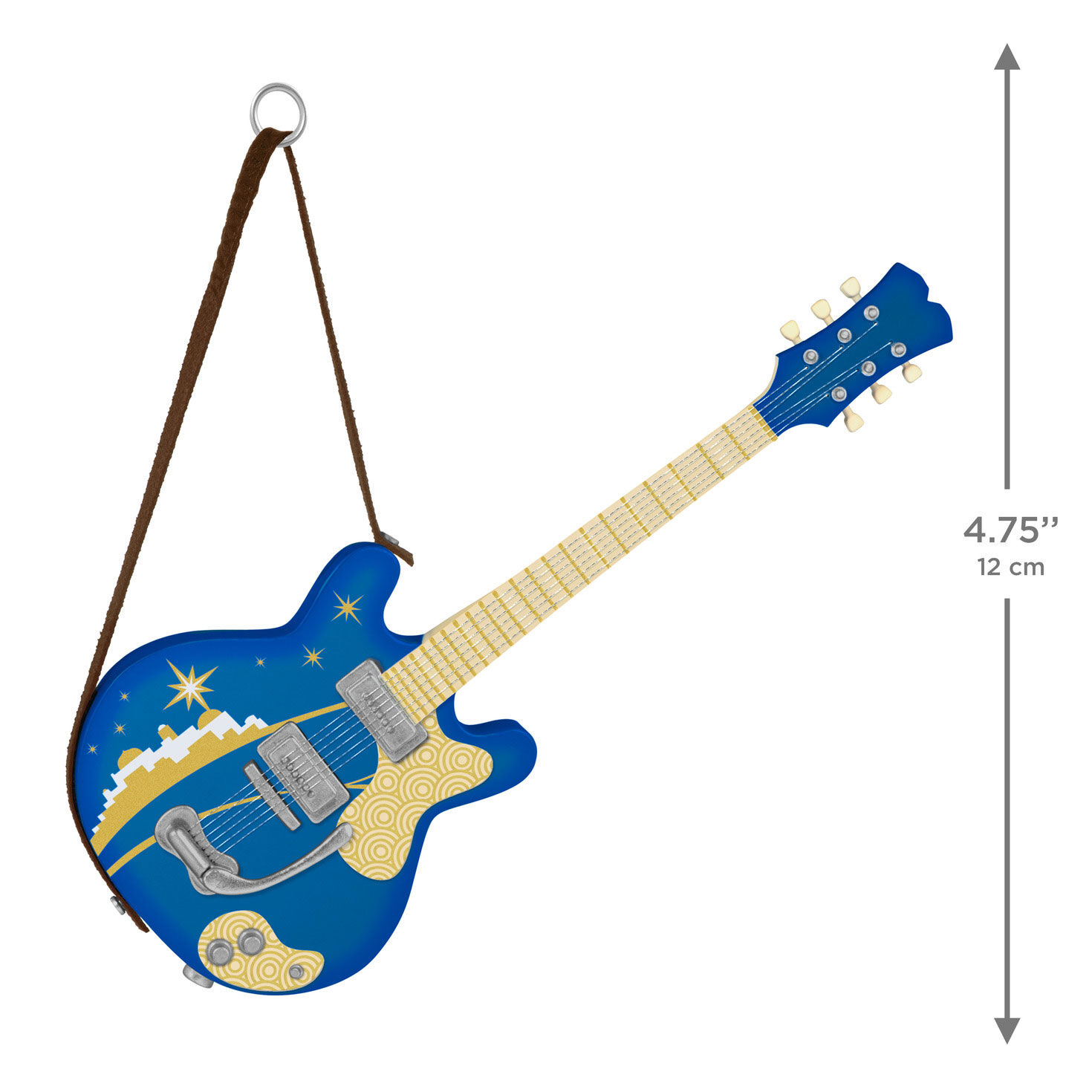 Blue Guitar Keepsake Ornament measurement image number 3