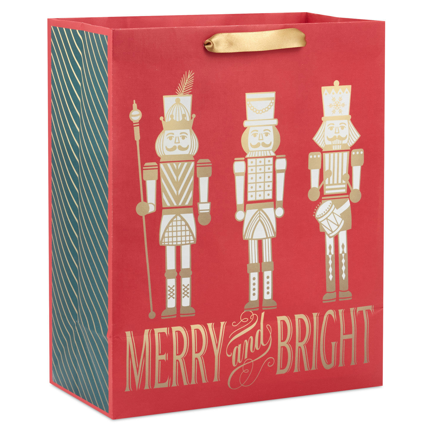 13" Nutcrackers on Red Large Christmas Gift Bag