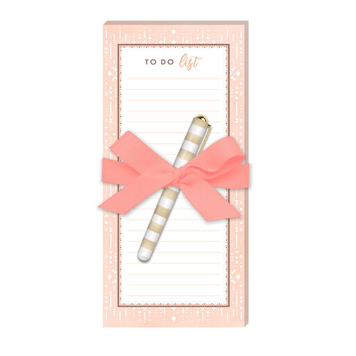 Lady Jayne Peach Diamonds Magnetic Notepad With Pen, 