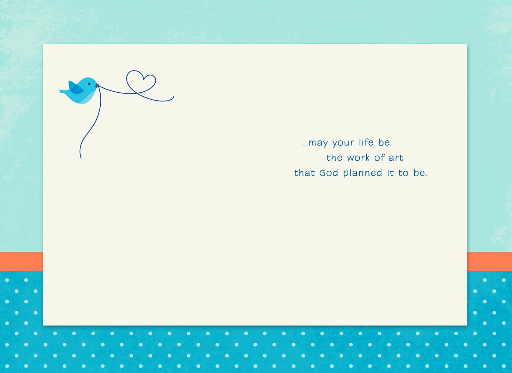 Birds Sewing Religious New Baby Boy Card