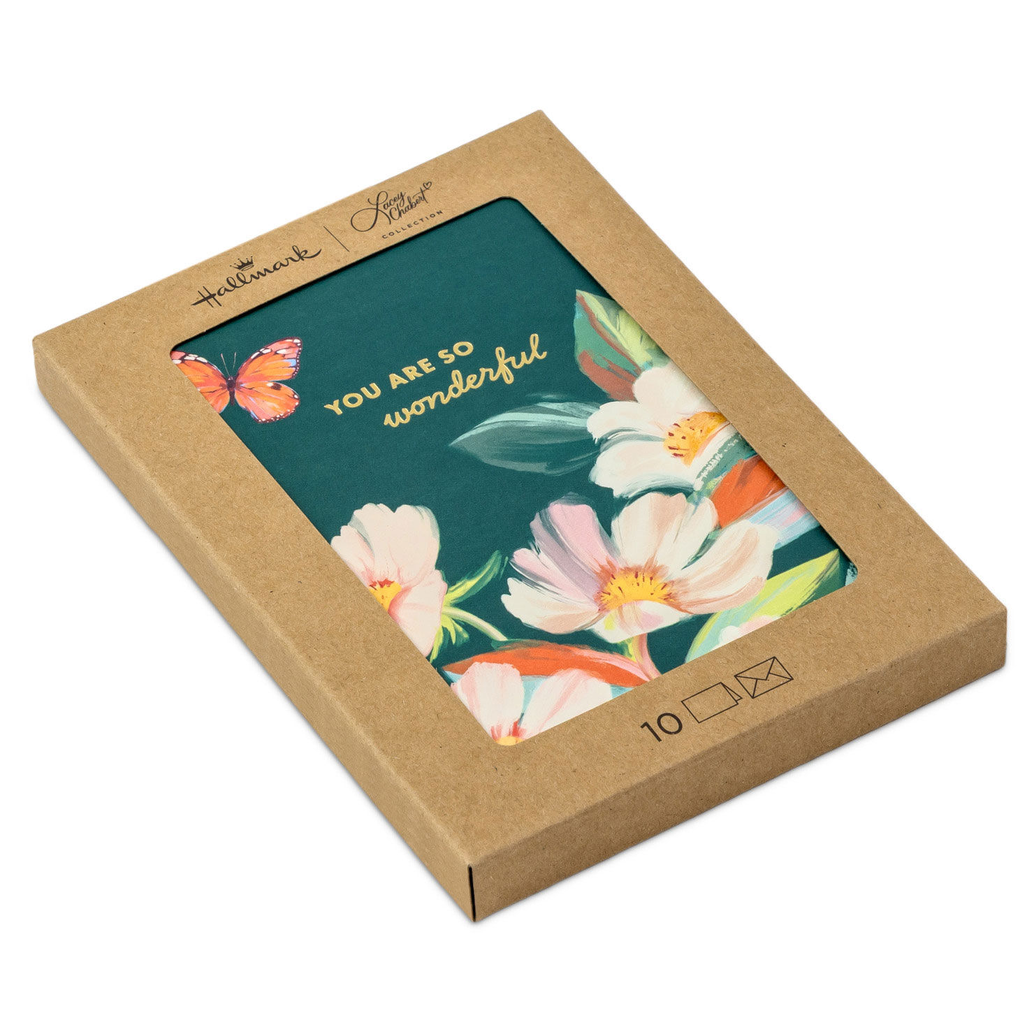 Lacey Chabert Collection Vintage Flowers on Jade Blank Notes, Pack of 10