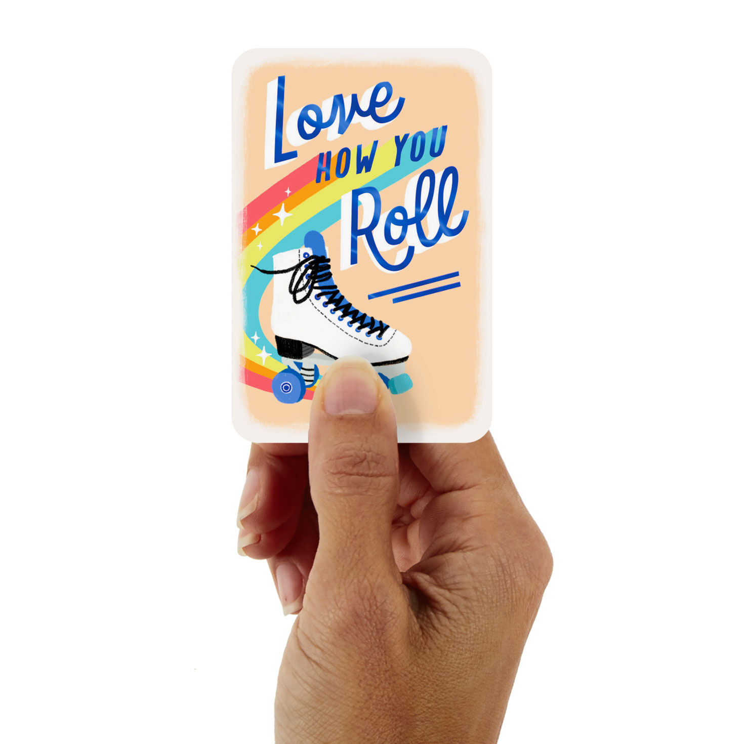 3.25" Mini Retro Skates Love How You Roll Blank Encouragement Card