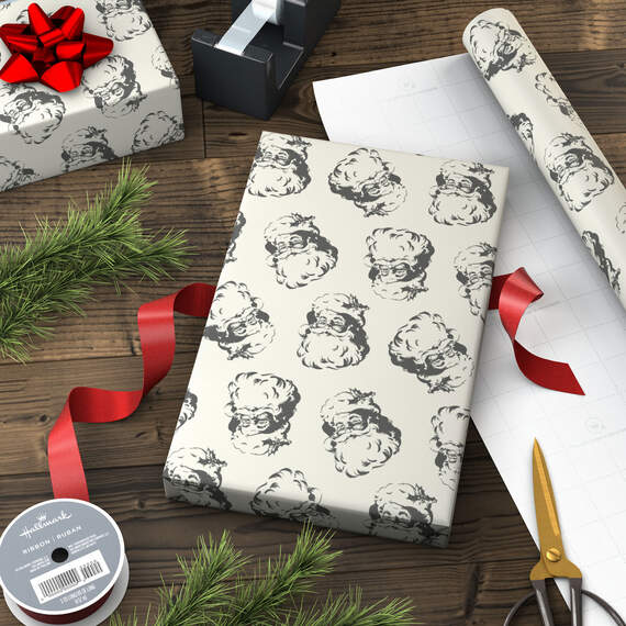 Smiling Santa Illustrations Christmas Wrapping Paper, 35 sq. ft., , large image number 3