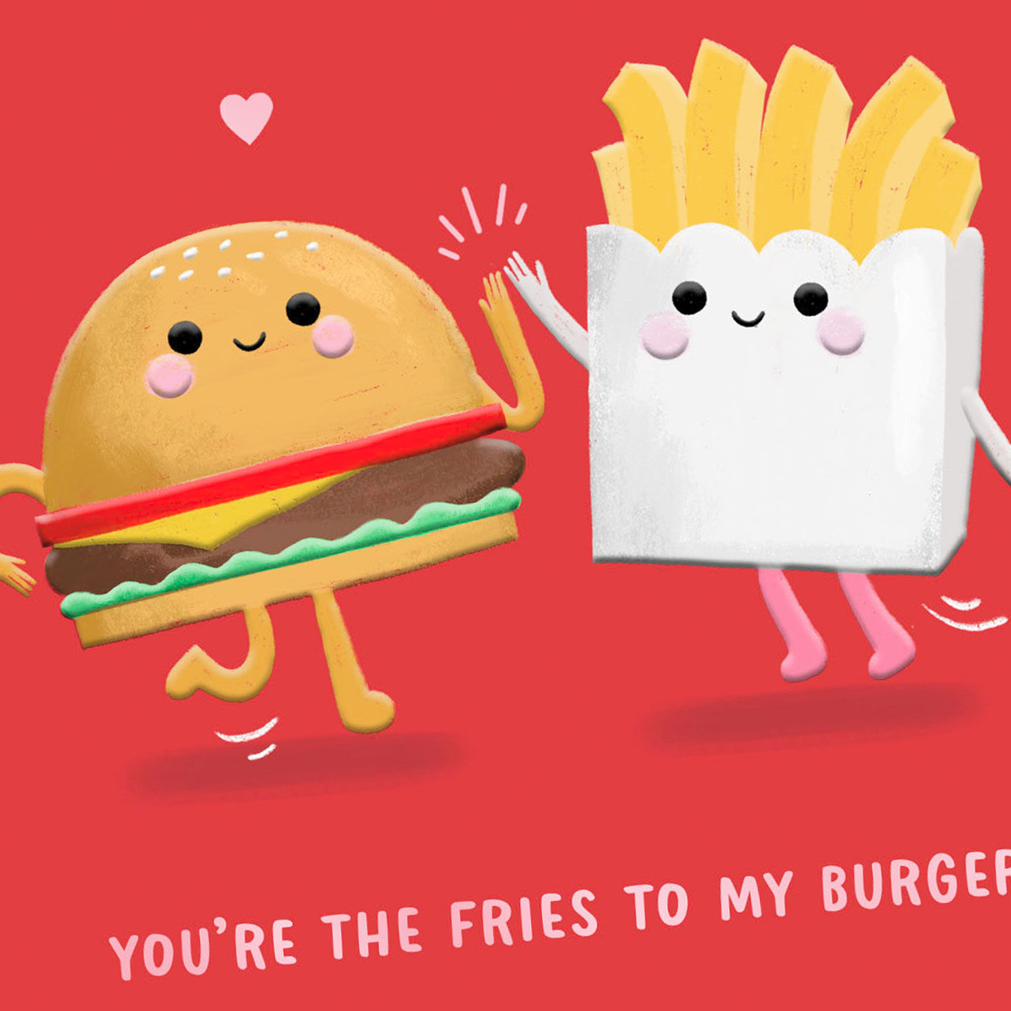 Hamburger and Fries Valentine's Day Card Card Front Detail image number 4