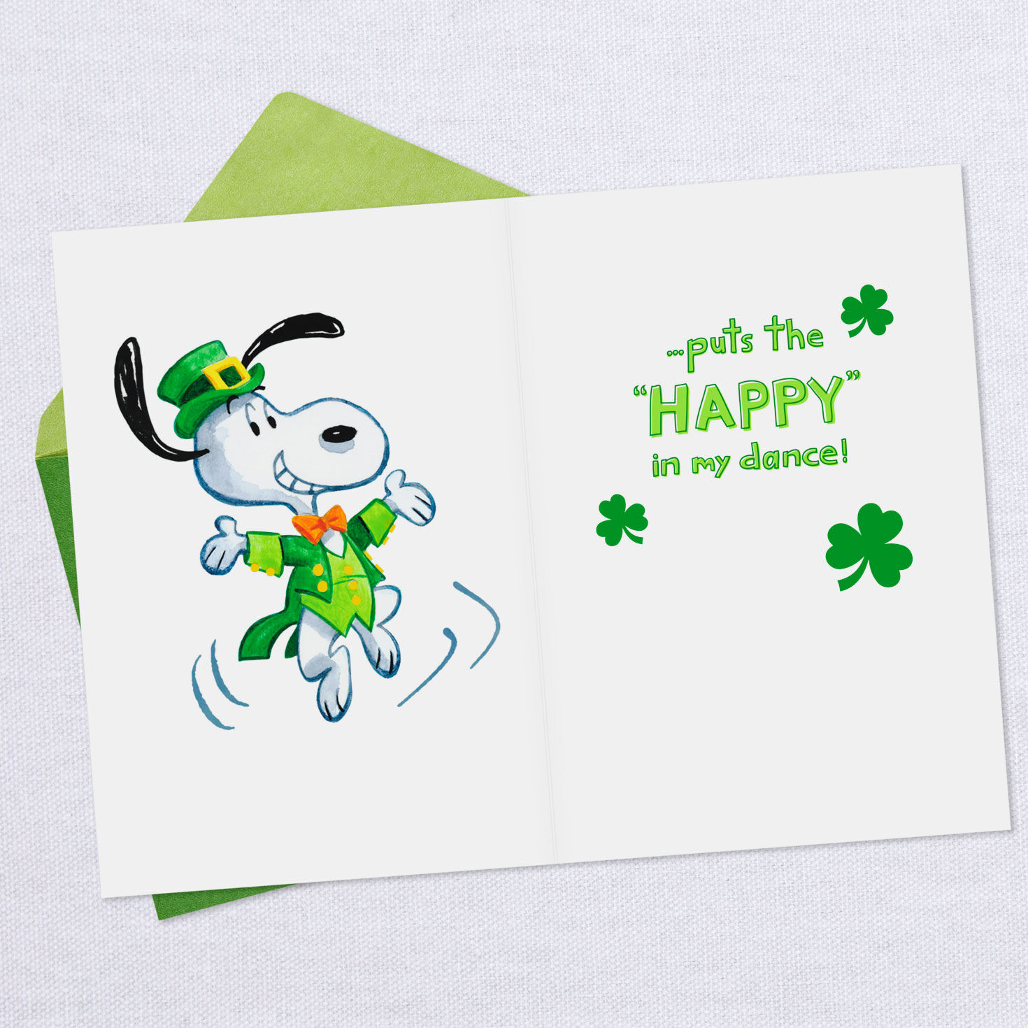 Peanuts&reg; Snoopy Happy Dance Musical St. Patrick's Day Card, , large image number 3