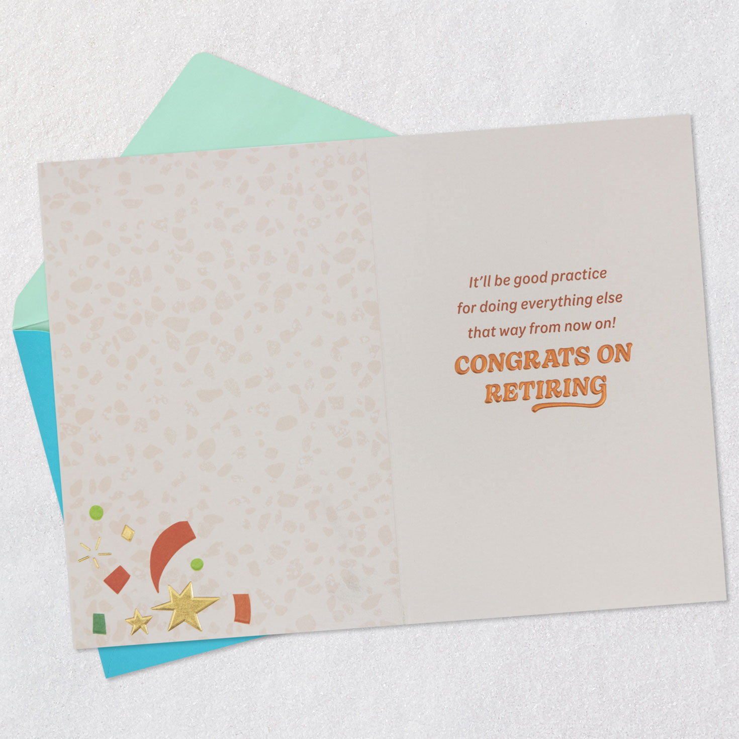 Gold Stars and Confetti Funny Retirement Card  image number 3