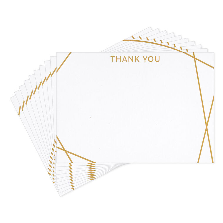 White and Gold Flat Blank Thank You Note Cards Pack  image number 2