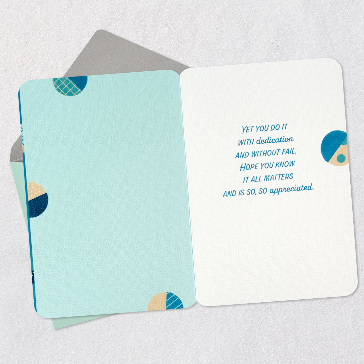 Patterned Circles Caregiver Thank You Card Open card with envelope image number 3