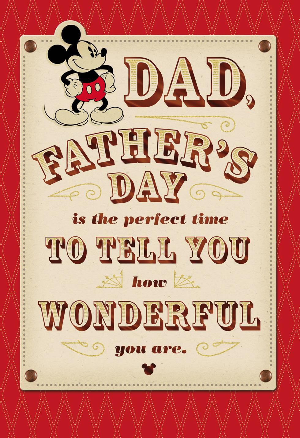 Mickey Mouse You're Wonderful Father's Day Card