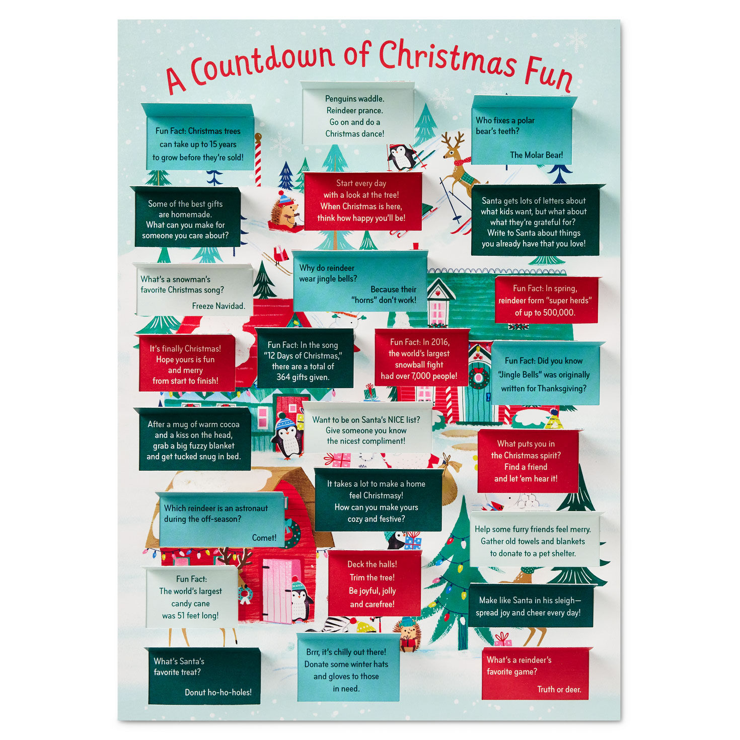 North Pole Ski Fun Advent Calendar front flaps lifted image number 2