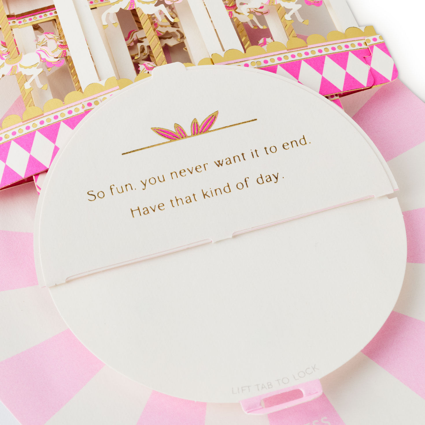 Pink Carousel Musical Pop-Up Birthday Card sentiment image number 4