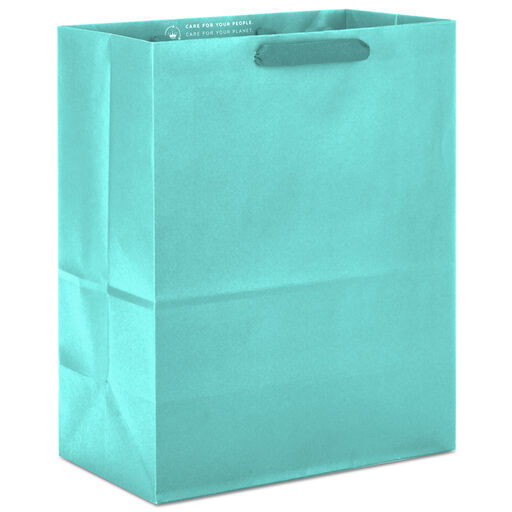 13" Large Aqua Blue Gift Bag, Turquoise