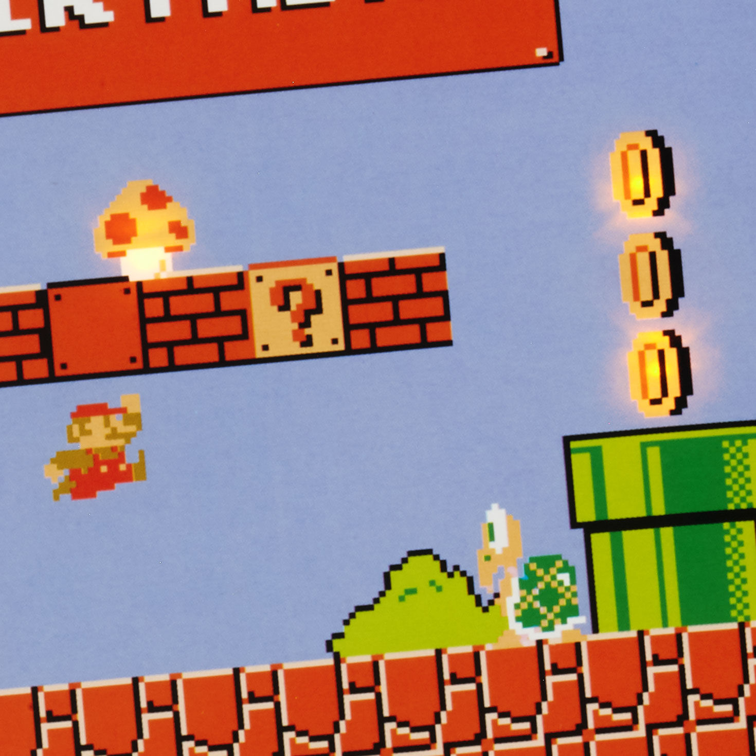Super Mario Birthday Card With Light and Sound Card Front Detail image number 4