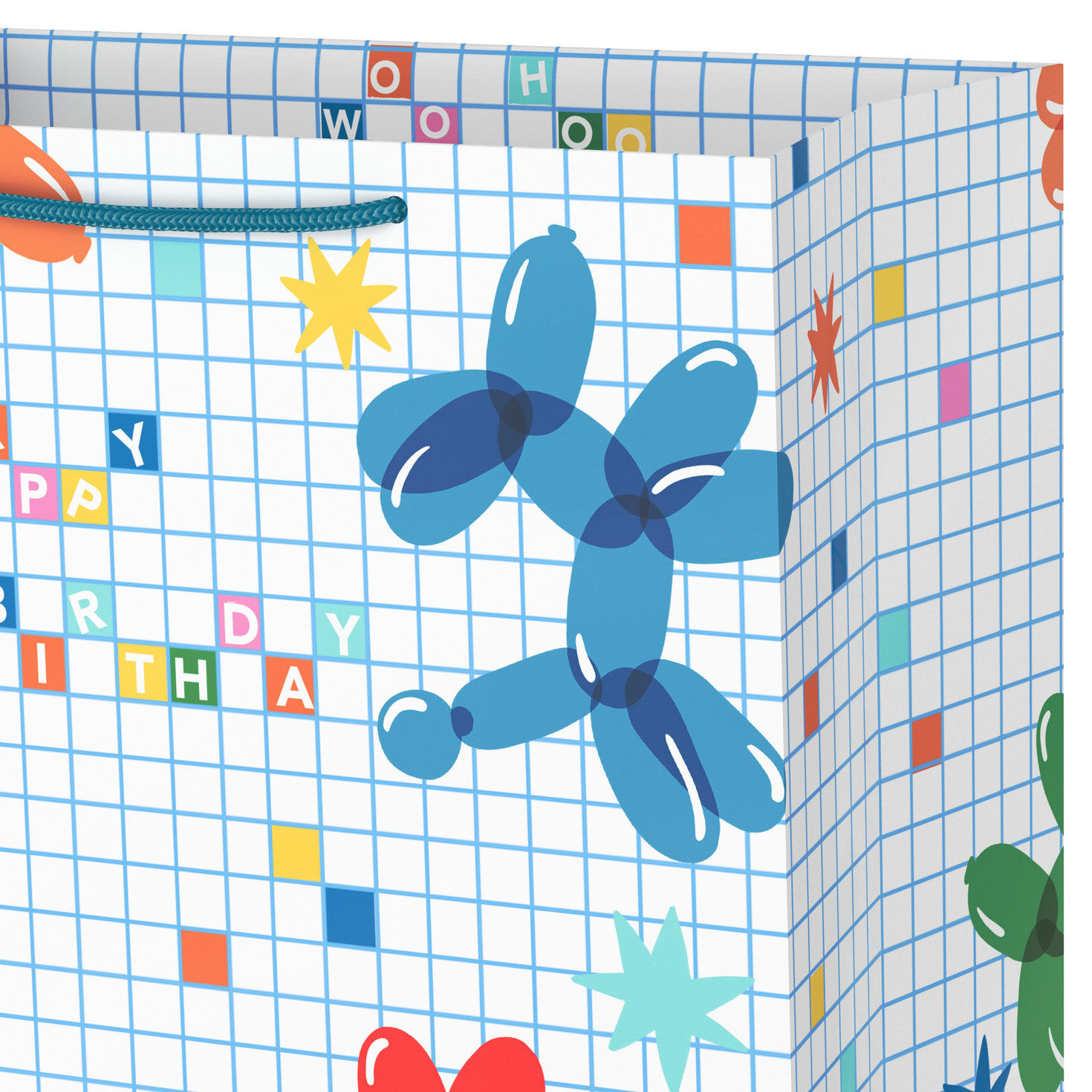 Balloon Animals and Happy Birthday Large Gift Bag Handle Detail image number 4