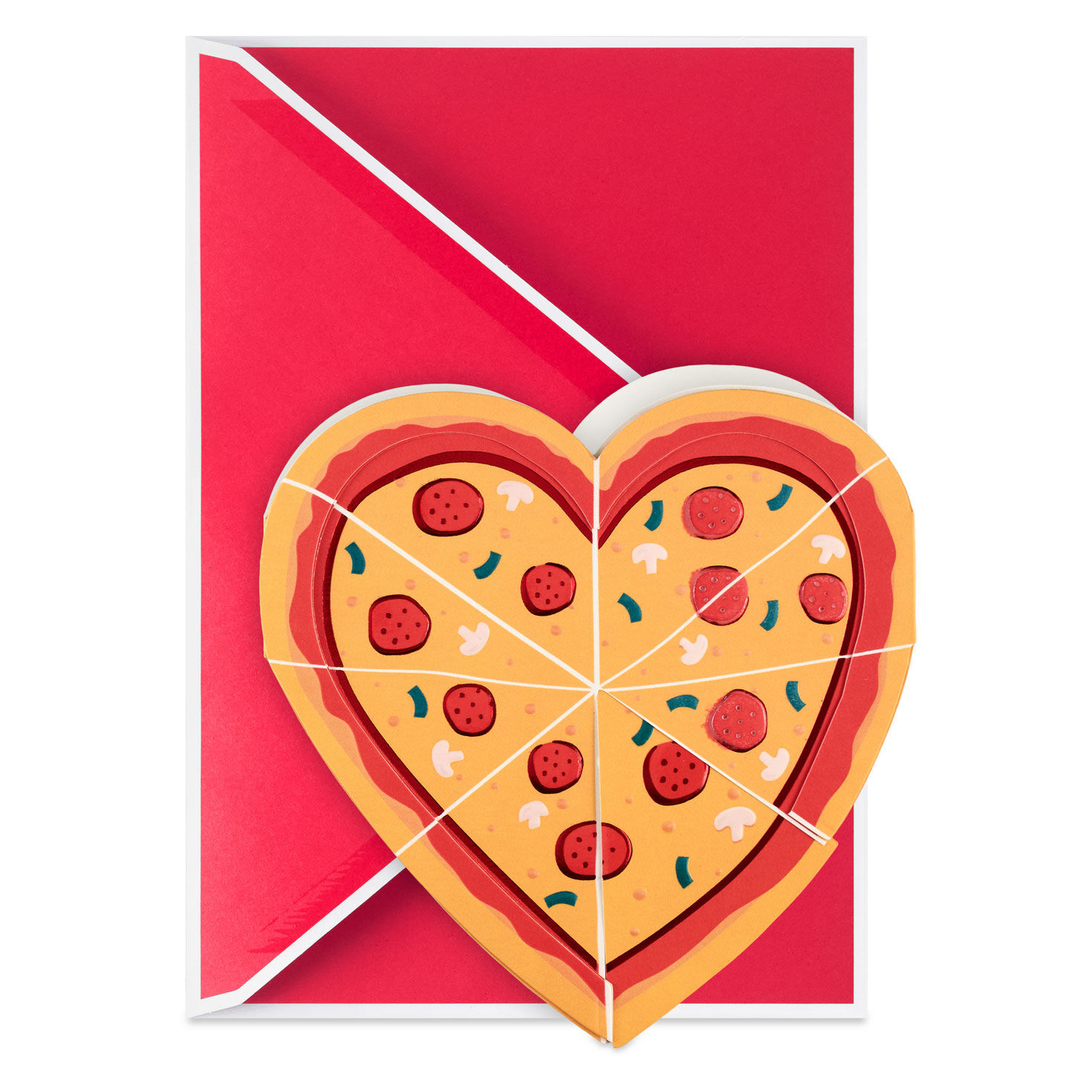 Pizza My Heart Funny Paper Craft Valentine's Day Card With Mini Card