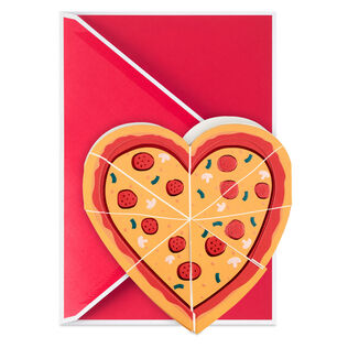 Pizza My Heart Funny Paper Craft Valentine's Day Card With Mini Card